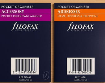 FILOFAX Organizer Ricambio Pocket - Fogli accessori NOS (New Old Stock), ricambi originali Filofax agenda pocket,  organizer vintage