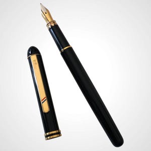 Filcao Stilografica Lacca nera, vintage Fountainpen made In Italy, Penna per Collezionisti,Penna di Alta Qualità, Stilografica di Design