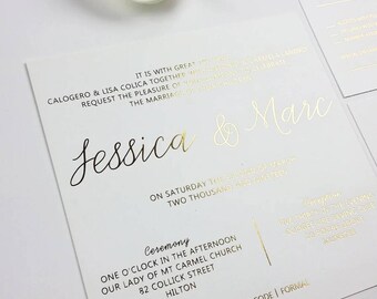 Jessica and Marc Invitation, Gold Illustrator, White Background, DIGITAL TEMPLATE