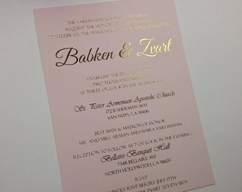 Pink Background Gold Printing Invite, Gold Illustrator, DIGITAL TEMPLATE