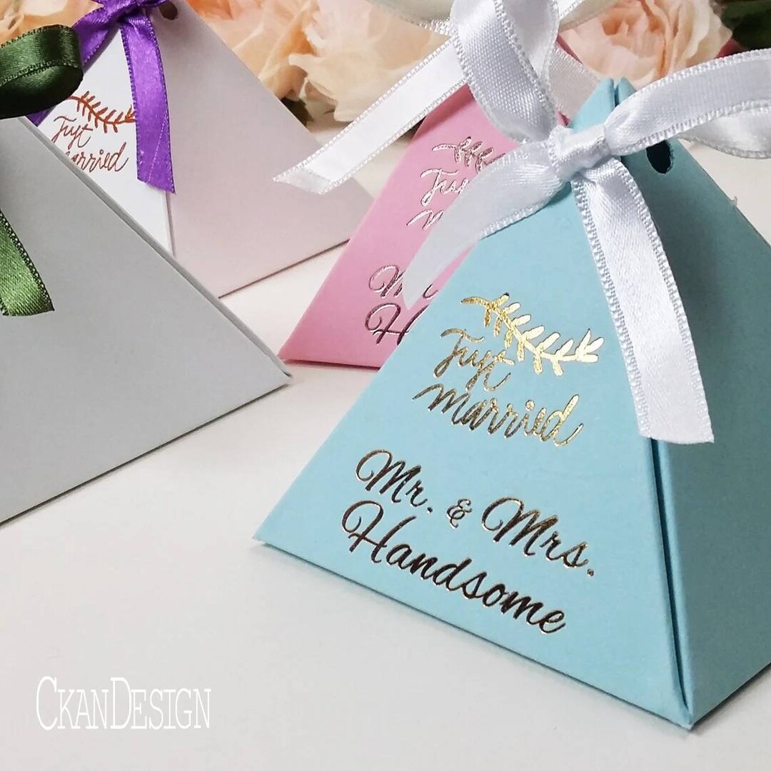 Colored Pyramid Favor Box Personalized Favor Gift Foil Box Etsy