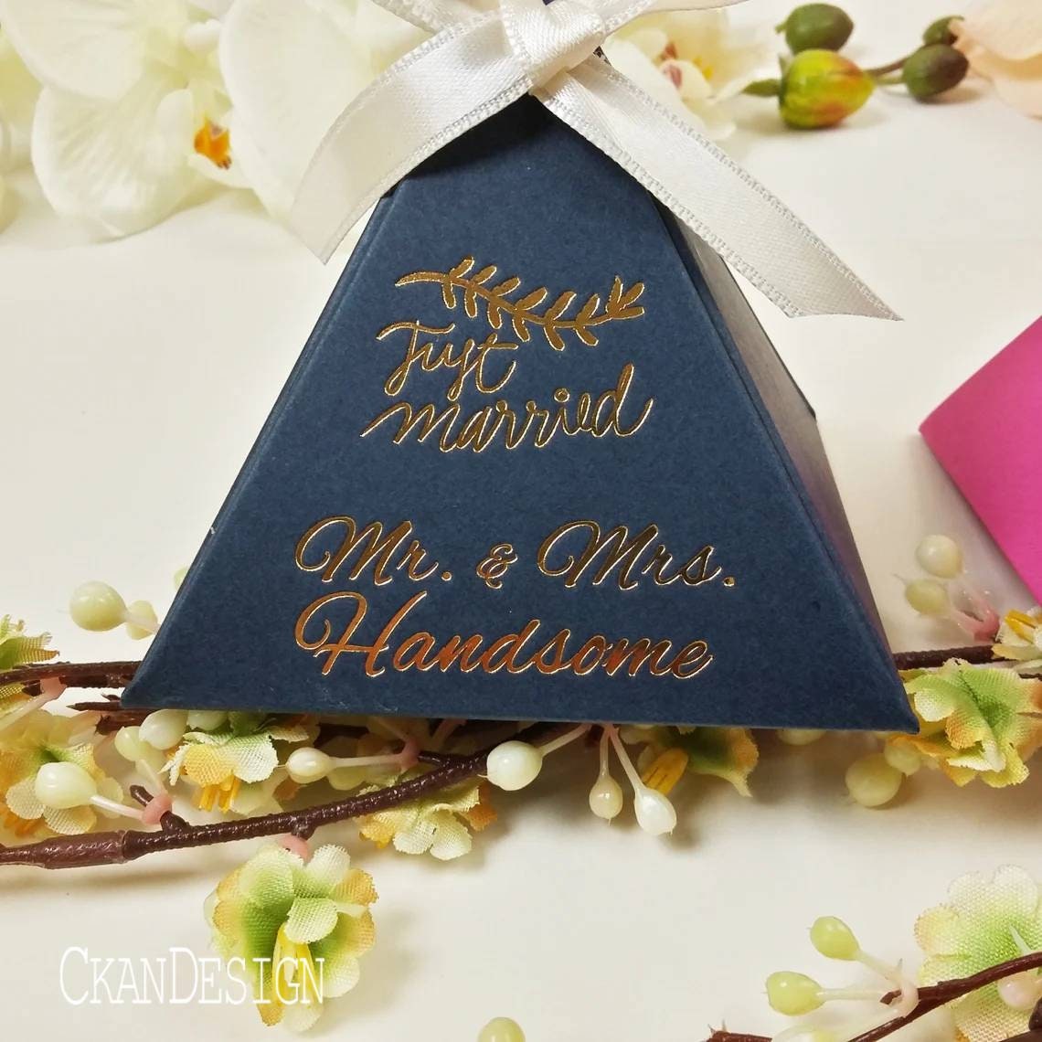 Colored Pyramid Favor Box Personalized Favor Gift Foil Box Etsy