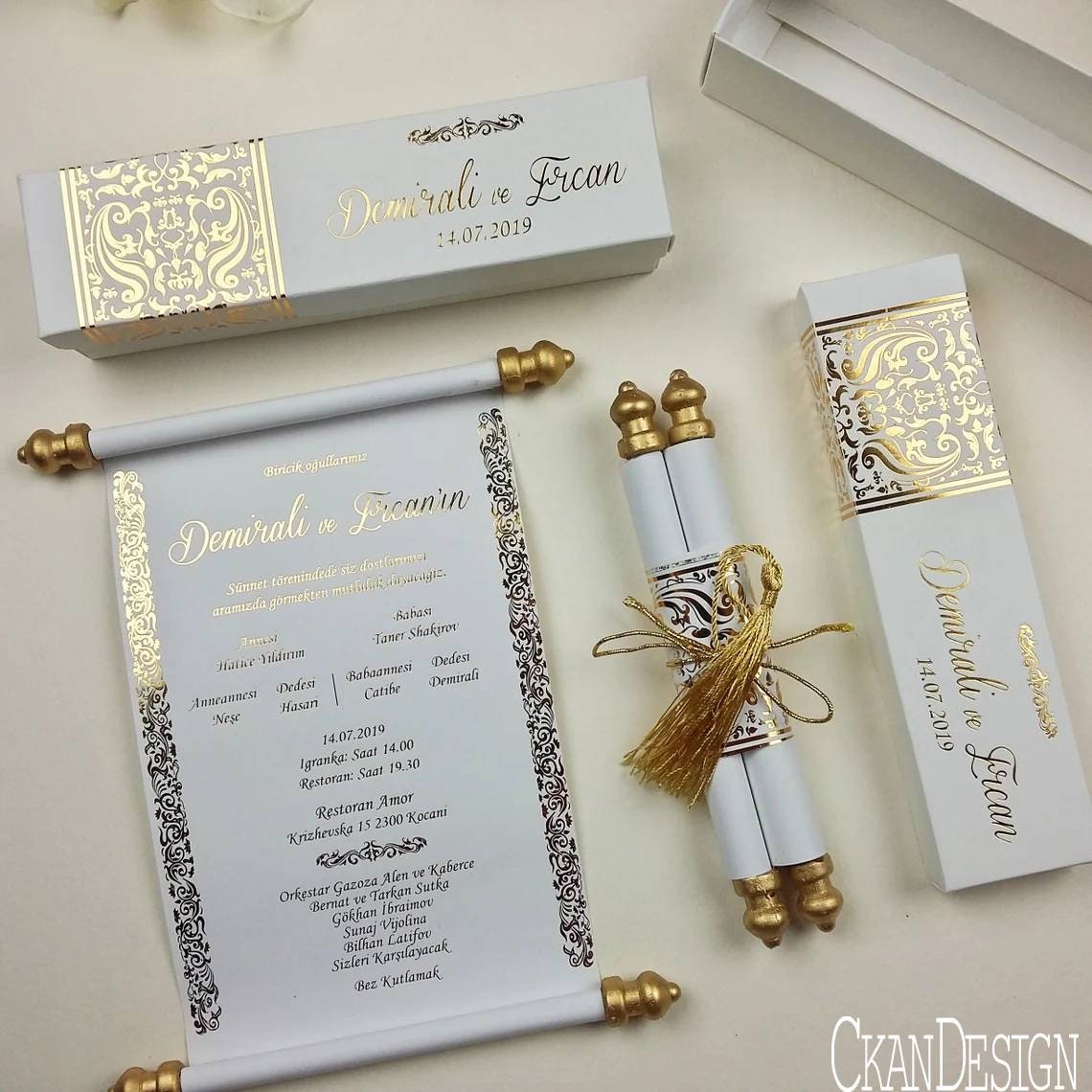 S865, Gold Color, Shimmery Finish Paper, Scroll Invitations, Jewish  Invitations, Anniversary Invitations, Only Scrolls.