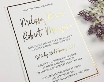 Rose Gold Wedding Invitation, Elegant Personalized Foil Invite, Rose Gold Illustrator, Foil Envelope Printing, DIGITAL TEMPLATE