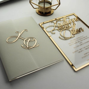 Acrylic Wedding Invitation, Elegant White Wedding Invitations, Custom Transparent Invite, Unique Invites, Real Foil Invitation with Box