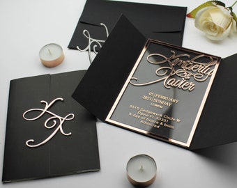 Wedding Invitation, Black Envelope and Digital Wedding Invitation