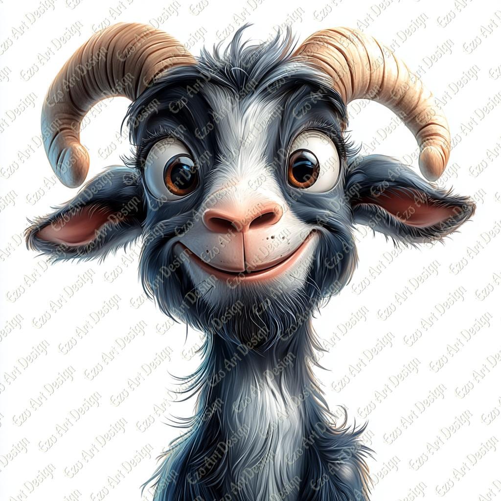 Funny Cartoon Goat Clipart, Quirky JPG Art (digital Download) - Etsy