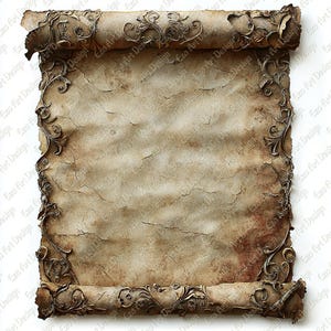 Scroll Parchment Clipart, 10 High Quality JPG, Medieval Scrolls, Vintage Scrolls, Old Scroll, Vintage Scroll Digital Download, junk journal