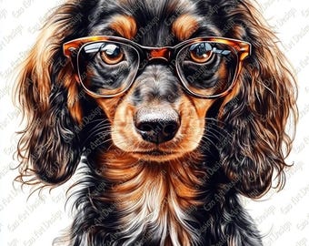紳士の服装をした洗練された犬のクリップアート - メガネをかけた粋な