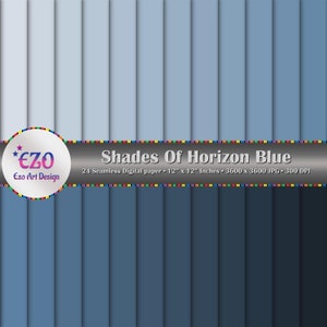 Shades of Horizon Blue Digital Paper Pack - 24 Seamless Scrapbook Textures - Printable Digital Papers for Commercial Use - Instant Download