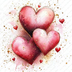 Watercolor Heart Clipart, Valentine's Day Graphics (digital Download ...