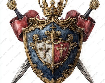 Mittelalterliche Krone, Wappen, Wappen, Wappen, Wappen, Wappen, Wappen, Wappen (digitaler Download)
