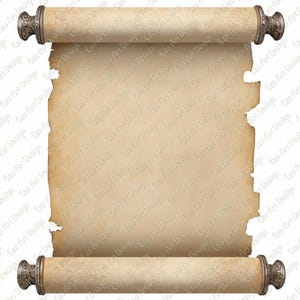 Medieval Scroll Clipart, Vintage Paper Art (Digital Download, 10 JPGs)
