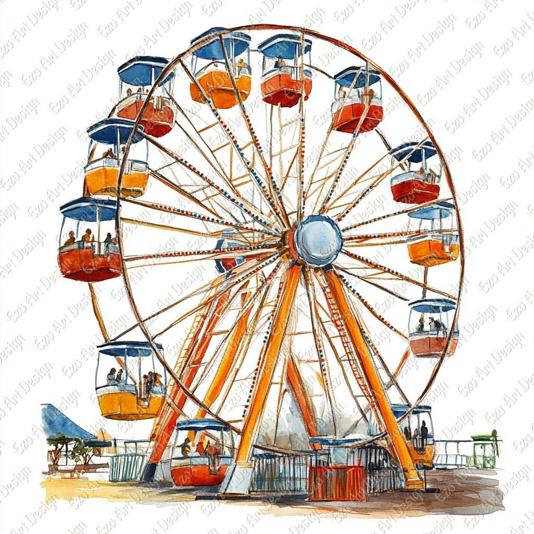 Fairground Wheel Clipart, 10 High Quality JPG, Fairground Spin ...