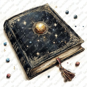 Magic Book Clipart, 10 High Quality JPG, Spell Book, Vintage Wizard, Witch Spellbook Digital Download, junk journal Kit