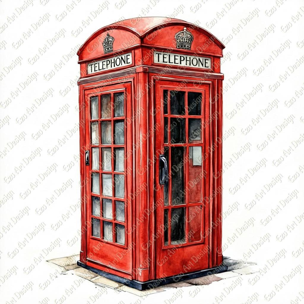 Red Phone Booth Clipart, British Icon Art (JPG, Digital Download - Etsy