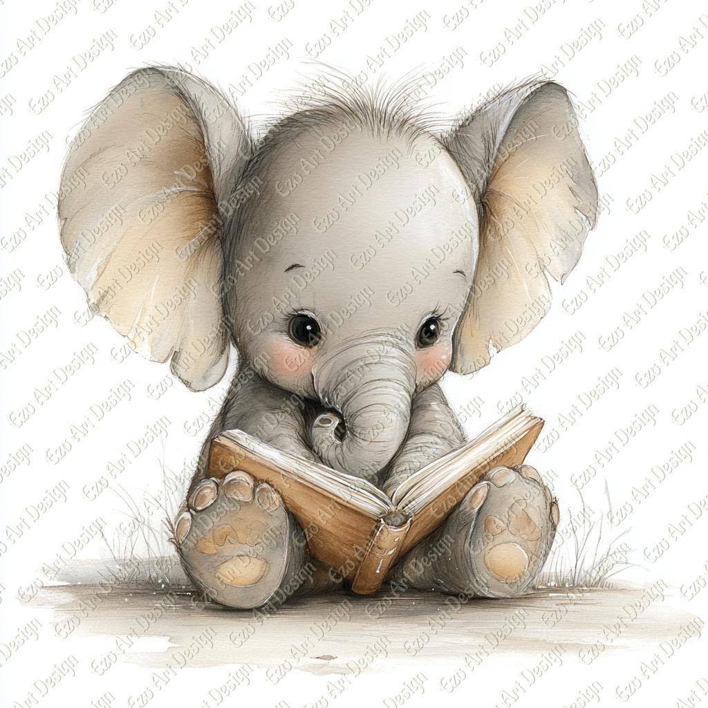 Imágenes prediseñadas de elefante bebé, lindos dibujos animados para la  habitación del bebé (descarga digital) - Etsy México, image size:1024x1024