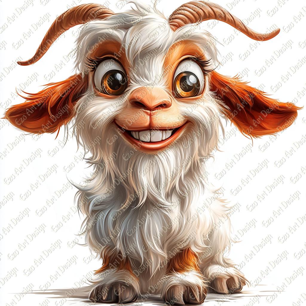 Funny Cartoon Goat Clipart, Quirky JPG Art (digital Download) - Etsy