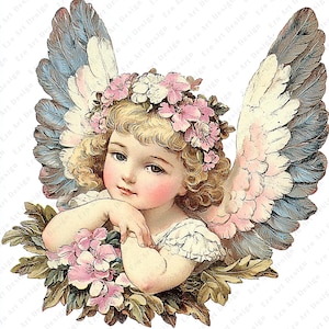 Clipart de ángel victoriano, 12 JPG, descarga digital, clipart de ángel cupido imprimible, manualidades de niña cupido, fabricación de tarjetas, kit de diario basura
