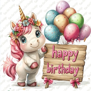 Alles Gute zum Geburtstag Einhorn Clipart, 10 hochwertige JPG, Einhorn Geburtstag, Regenbogen Einhorn, alles Gute zum Geburtstag digitaler Download, Junk Journal Kit