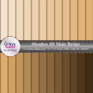 Shades Of  Skin Beige Digital Paper Pack, 24 Papers, Scrapbook Papers, Printable Papers, Commercial Use, craft supplies, Instant Download