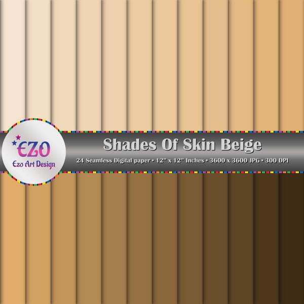 Shades Of Skin Beige Digital Paper Pack, 24 Papers, Scrapbook Papers, Seamless Texture, Printable Papers, Commercial Use, Instant Download