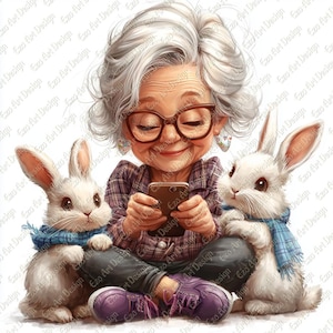 Clipart di donne anziane divertenti, 10 JPG di alta qualità, nonna pazza, cartone animato carino di donna, download digitale di donne anziane divertenti, kit diario spazzatura
