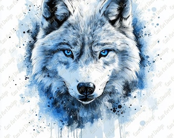 Abstract Wolf Clipart, 10 High Quality JPG, Colorful Wolf,  Digital Download Digital Download