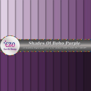 Boho Lilatöne Digital Paper Pack, 24 Papiere, Scrapbook Papiere, bedruckbare Papiere, kommerzielle Nutzung, Bastelbedarf, Instant Download