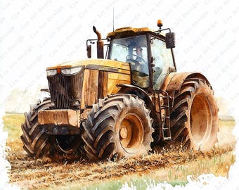 Imágenes prediseñadas de tractores agrícolas rústicos, JPG agrícola para decoración campestre y manualidades para niños.