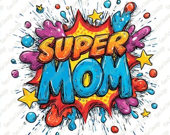 Supermamma Clipart, Mors dag-present, Utskrivbar konst för superhjältemamma