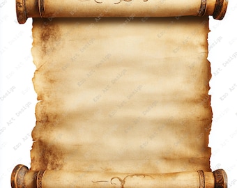Medieval Scroll Clipart, Antique Parchment Printable, Vintage Paper Frame Art (Digital Download)