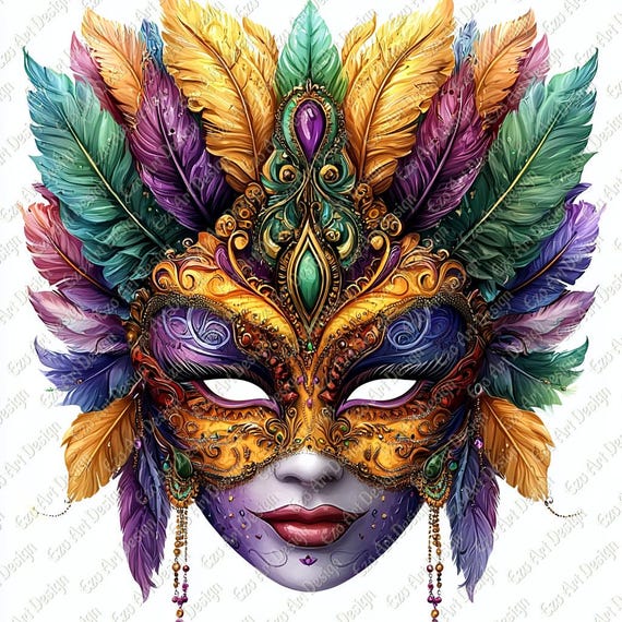 Masquerade Mask Clipart, Venetian Carnival Art (digital Download