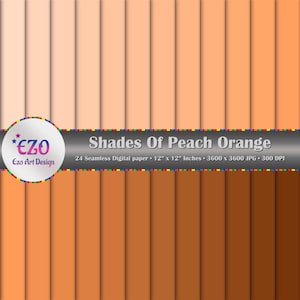 Shades Of  Peach Orange Digital Paper Pack, 24 Papers, Scrapbook Papers, Printable Papers, Commercial Use, craft supplies, Instant Download