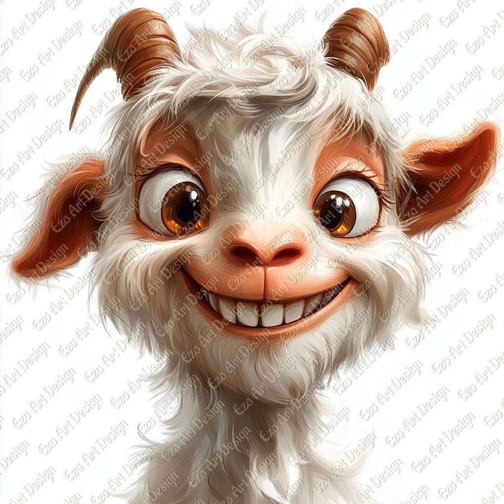 Funny Cartoon Goat Clipart, Quirky JPG Art (digital Download) - Etsy