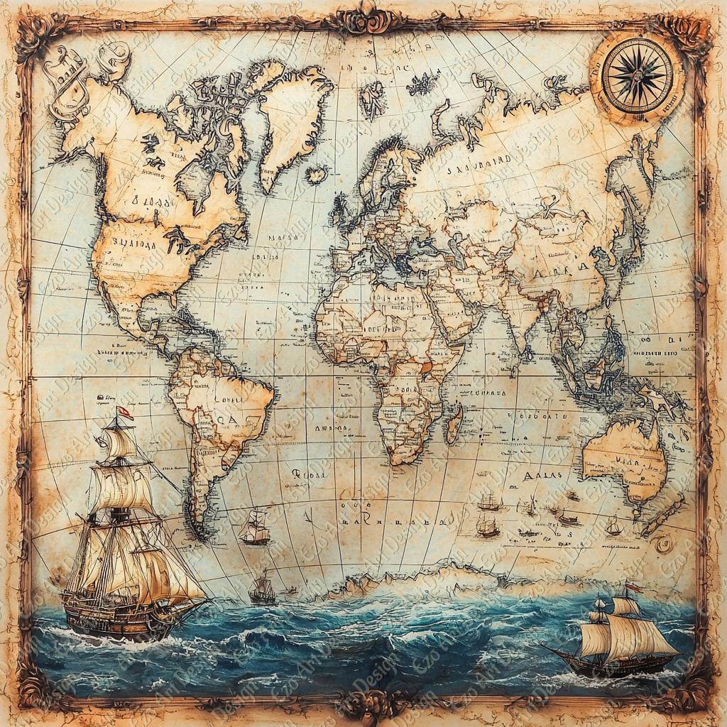 Vintage world map - Etsy 日本