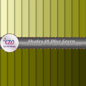 Shades Of Olive Green Digital Paper Pack - 24 Papiere - Scrapbook Papiere - Nahtlose Textur - Printable Kommerzieller Gebrauch - Sofort Download