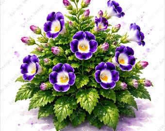 Clipart di cespuglio di fiori selvatici, stampa floreale ad acquerello, arte digitale di fiori da giardino (download digitale)