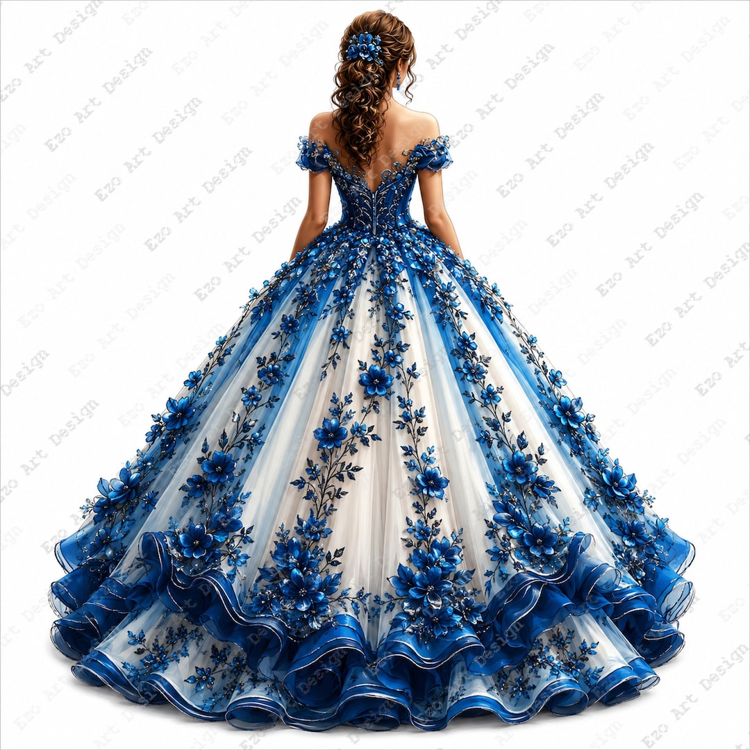 blue masquerade ball dresses Gown Clipart, Floral Princess Printable, Elegant Dress Art (digital Download) W162025MonDay ASOS DESIGN scoop neck Size:PL shop1309 Silhouette