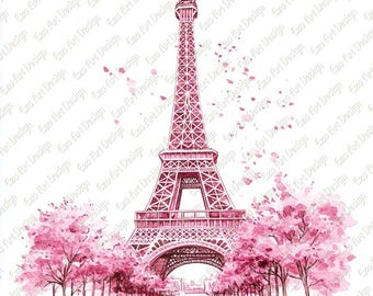 Pink Eiffel Tower Clipart, Paris Dream Tower (Digital Download)
