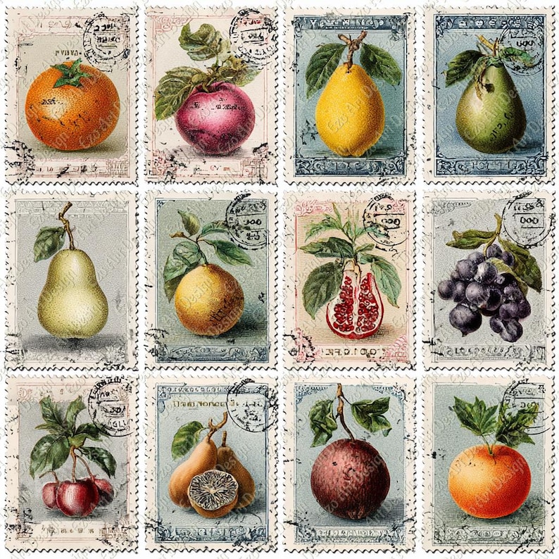 Stamp Collection Clipart, Vintage Postage Stamps Ephemera, Junk Journal ...