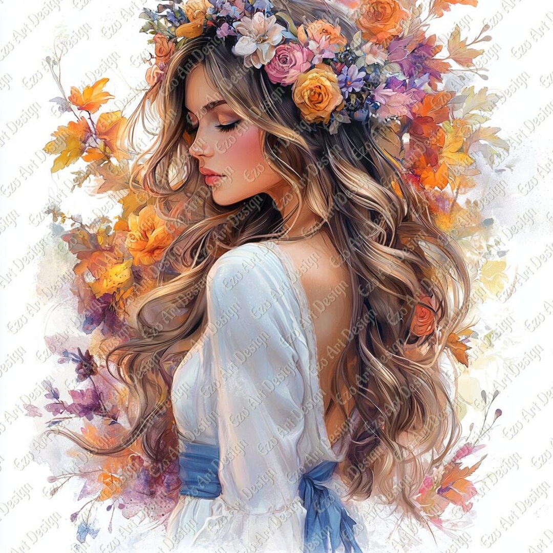 Fashion Girl Hairstyle Clipart, 10 High Quality JPG, Floral Fashion ...