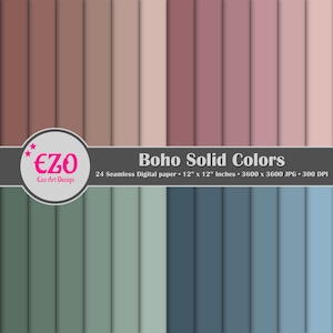 Boho Solid Colors Digital Paper Pack - 24 Papiere - Scrapbook Papiere - Nahtlose Textur - Printable Kommerzielle Nutzung - Instant Download