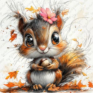 Eichhörnchen Sweatshirt Clipart, lustige wunderliche Eichhörnchen Kunst, Waldtier Digitaldruck