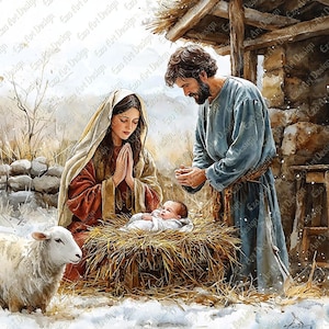 Clipart crèche de Noël, 10 JPG, téléchargement numérique, clipart imprimable l'Enfant Jésus, travaux manuels de Noël en papier, fabrication de cartes, journal indésirable