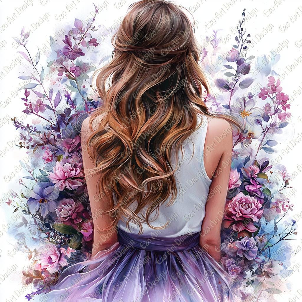 Fashion Girl Hairstyle Clipart, 10 High Quality JPG, Floral Fashion ...