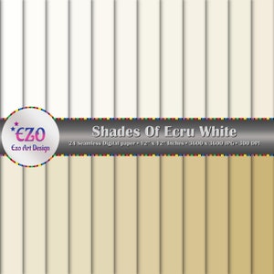 Shades Of  Ecru White Digital Paper Pack, 24 Papers, Scrapbook Papers, Printable Papers, Commercial Use, craft supplies, Instant Download