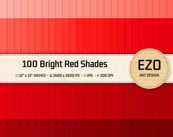 Bright Red Digital Paper Pack, Solid Color Sheets, Scrapbook Supplies, 100 JPGs, Instant Download