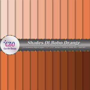 Pacote de papel digital Shades Of Boho Orange, 24 papéis, papéis para scrapbook, papéis para impressão, uso comercial, suprimentos para artesanato, download instantâneo