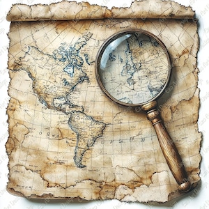 Imágenes prediseñadas de aumento y mapa, 10 archivos JPG de alta calidad, mapas antiguos, mapas efímeros, mapas del mundo antiguo, descarga digital, kit de diario basura